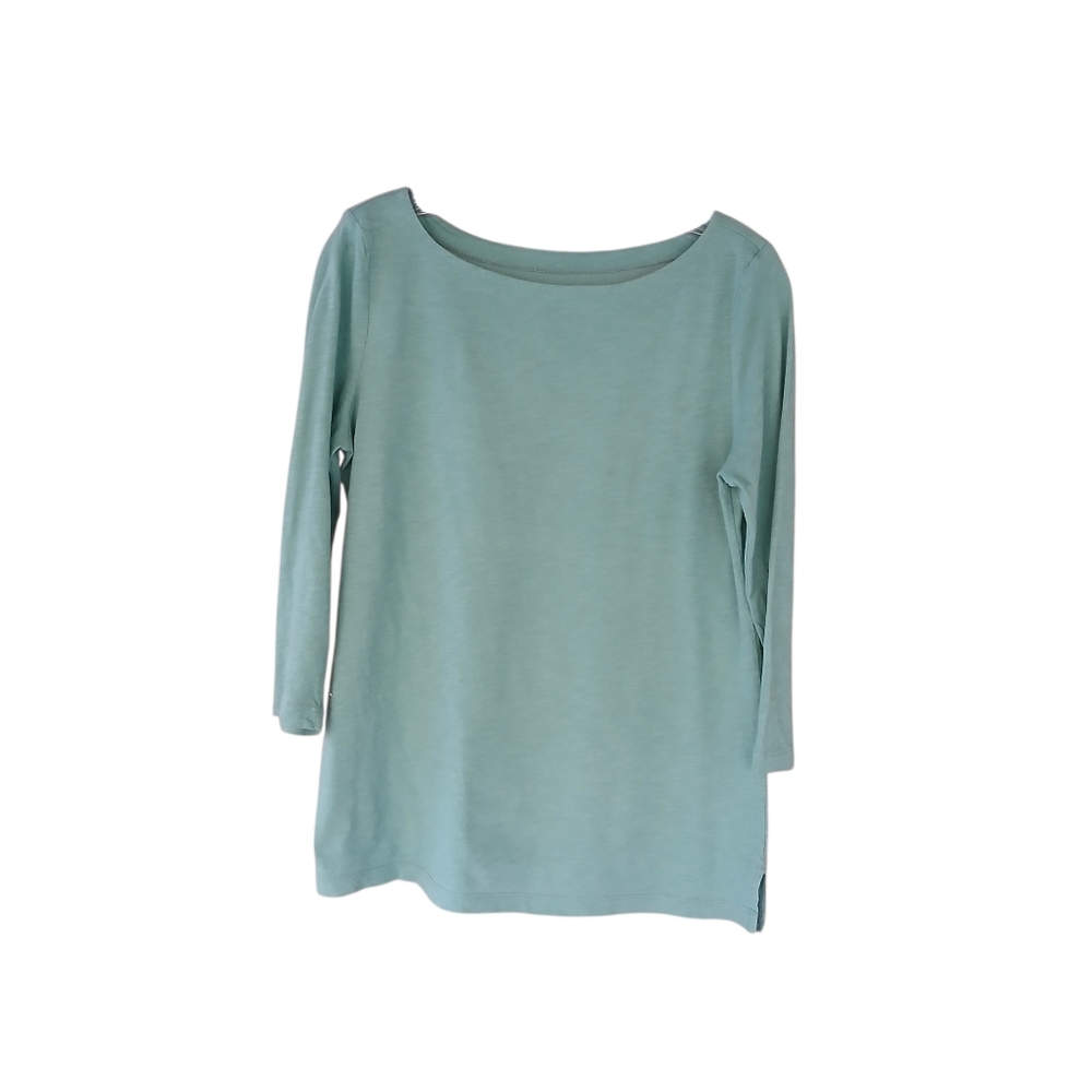 LOFT Outlet Green Crewneck 3/4 Sleeve Cotton Tee Shirt Medium